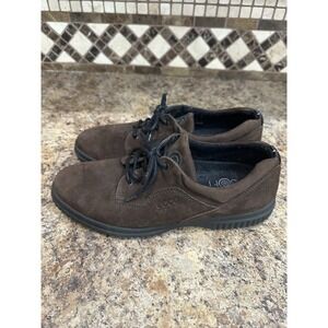 Ecco Soft Womens Athletic Shoes Brown Nubuck Lace Up Suede Size 40